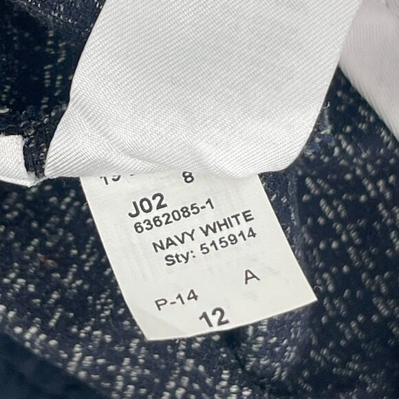 LOFT ANN TAYLOR Pants Size 12 High Waist Curvy Trouser Navy Houndstooth Stretch - Picture 13 of 15